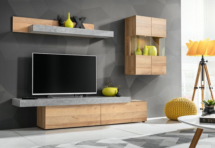 Ensemble Meuble TV en Bois Concret