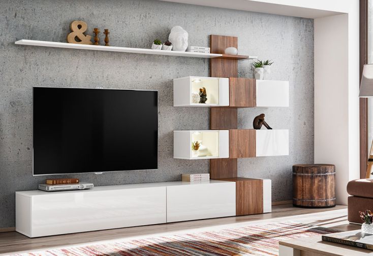 Ensemble Meuble TV Mural en Bois Quill 250 x 160 cm - ASM