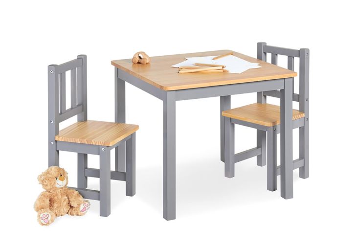 Ensemble Table et Chaises Fenna pour Enfants Bois Gris 57 x 57 cm