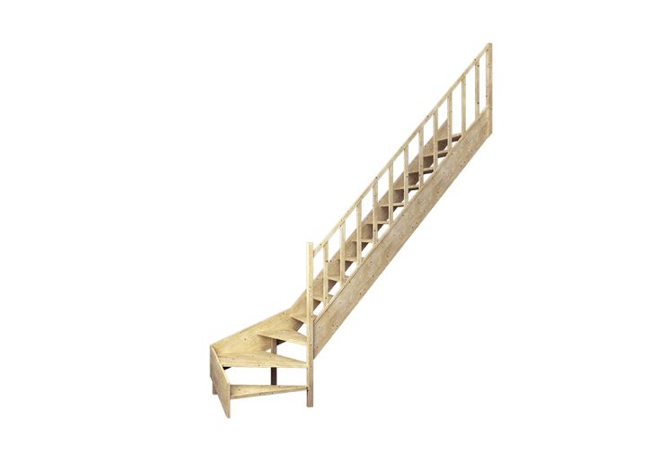 Escalier Quart Tournant Bas en Sapin (Sans contremarche)