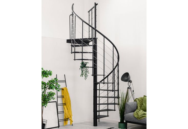 Escalier colimaçon en acier thermolaqué H.300 cm - Milano 120 cm 