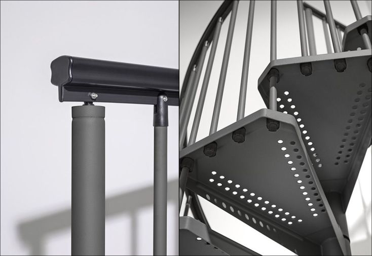 Escalier Exterieur Colimacon En Acier Galvanise Gris Pls Dim Sky Fontanot