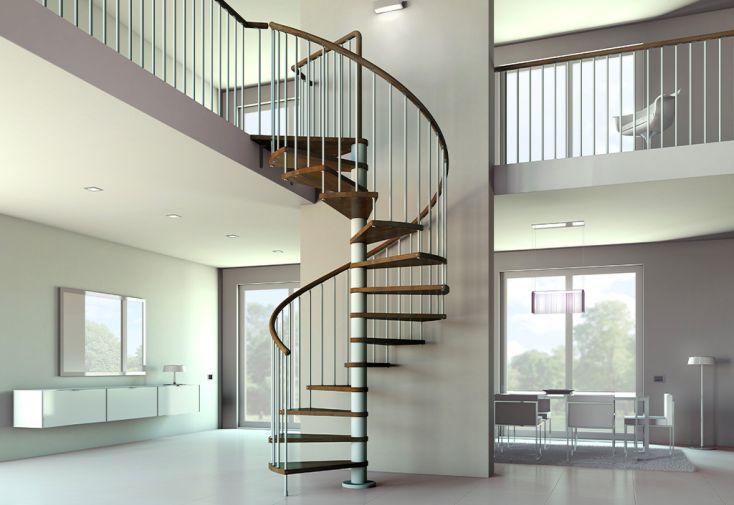 Escalier colimaçon en métal et bois 120 cm - C20 R2 noir