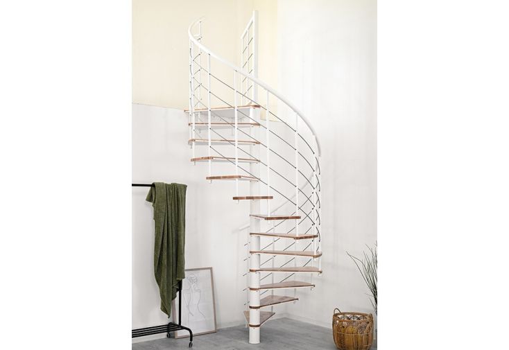 Escalier en colimaçon en acier et bois massif – Fusion