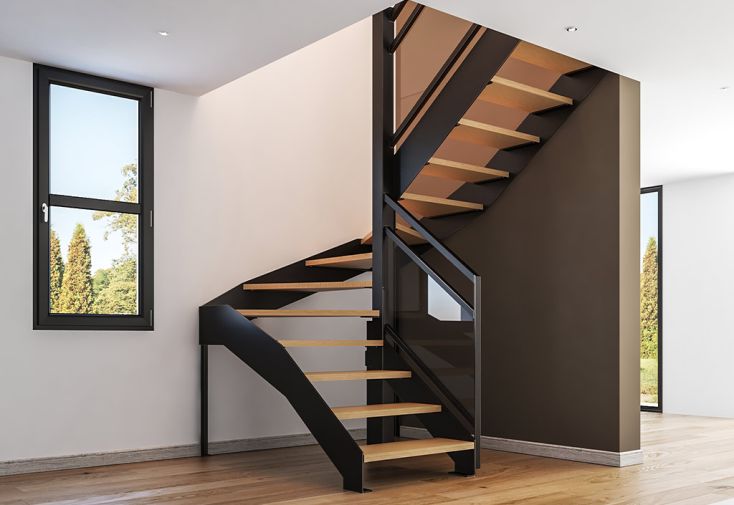 Limons pour Escalier en Métal Demi Tournant Sur Mesure – Mia