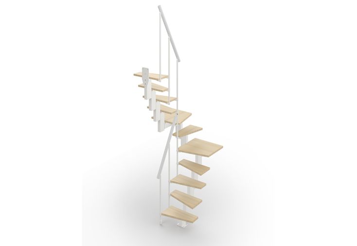 Escalier double quart tournant en bois et acier Small  – 11 marches