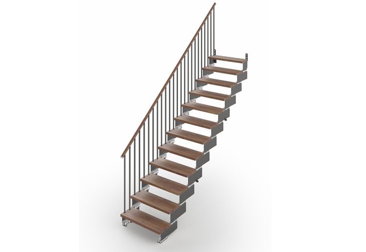 Escalier droit en bois et acier Composity – 12 marches
