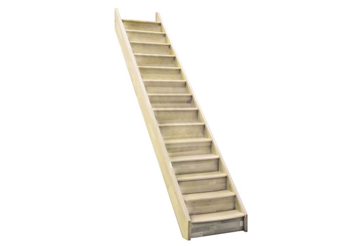 Escalier droit en bois sans garde-corps 14 marches – Home