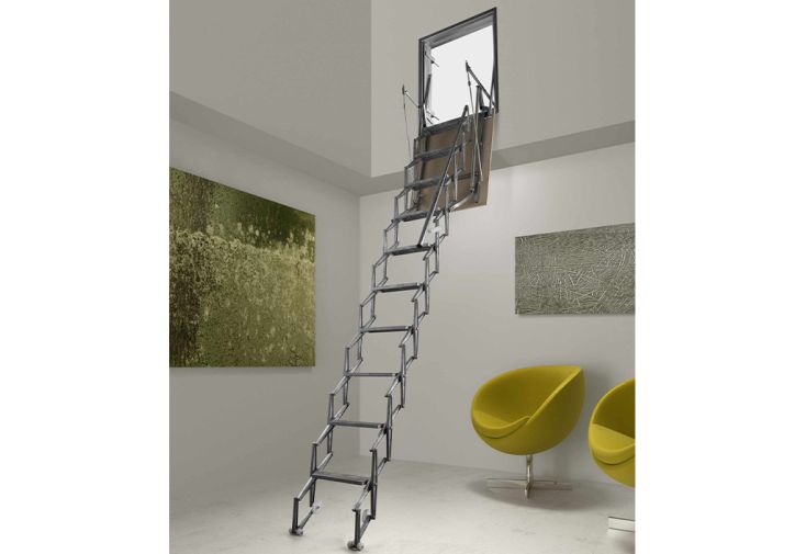 Escalier escamotable avec trappe verticale pour mur – 276 à 300 cm