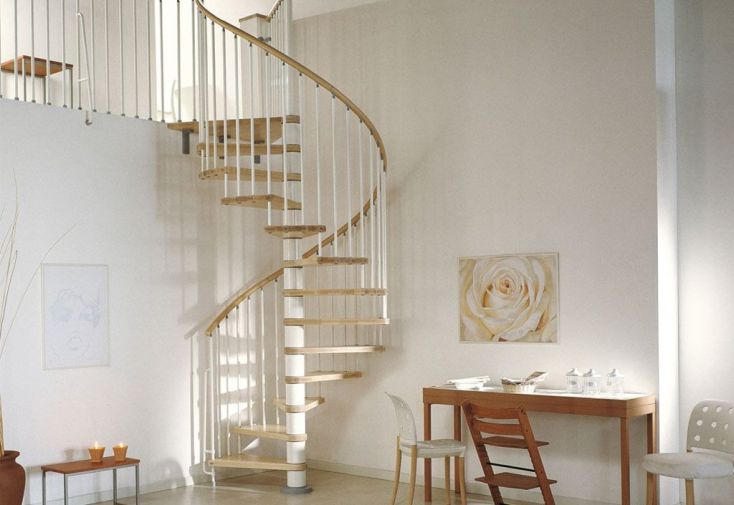 Escalier en Colimaçon Klan ∅ 120 cm Hêtre Clair et Acier (pls coloris)