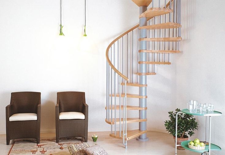 Escalier en Colimaçon Klan ∅ 140 cm Hêtre Clair et Acier (pls coloris)