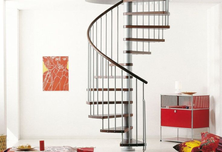 Escalier en Colimaçon Klan ∅ 160 cm Hêtre Foncé et Acier (pls coloris)