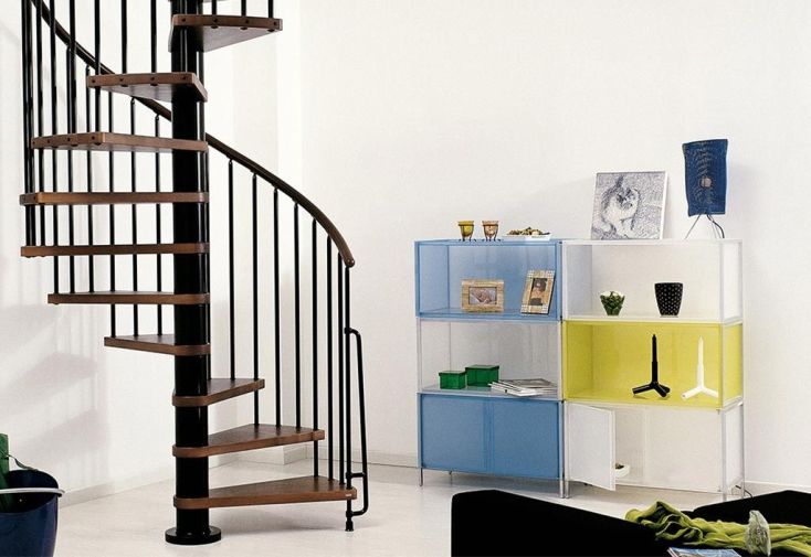 Escalier en Colimaçon Klan ∅ 140 cm Hêtre Foncé et Acier (pls coloris)