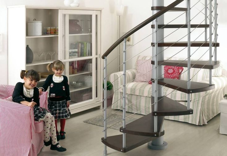 Escalier en Colimaçon Kloe ∅ 160 cm Hêtre Foncé et Acier (pls coloris)