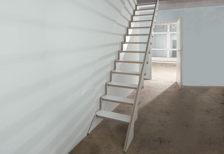 Escalier pliable en bois Comfort : 190 à 310 cm – Finition HPL blanc