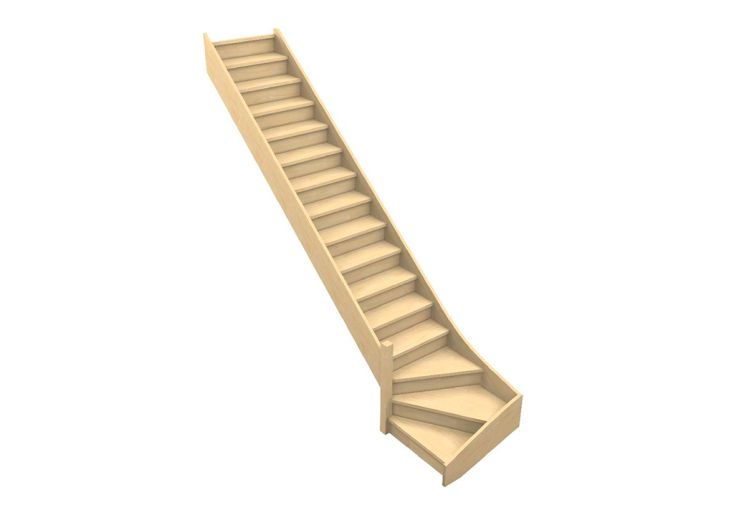 Escalier Quart Tournant Bas Bois 288cm Oléa + Contremarches