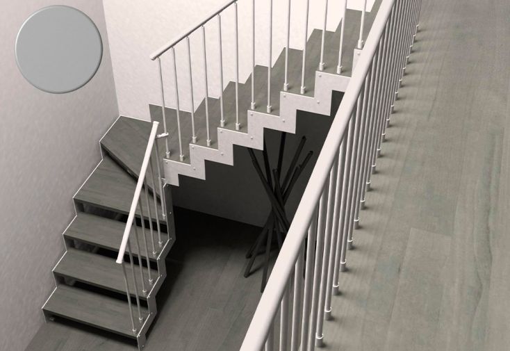 Escalier quart tournant bas en métal et bois 280 cm - Gris