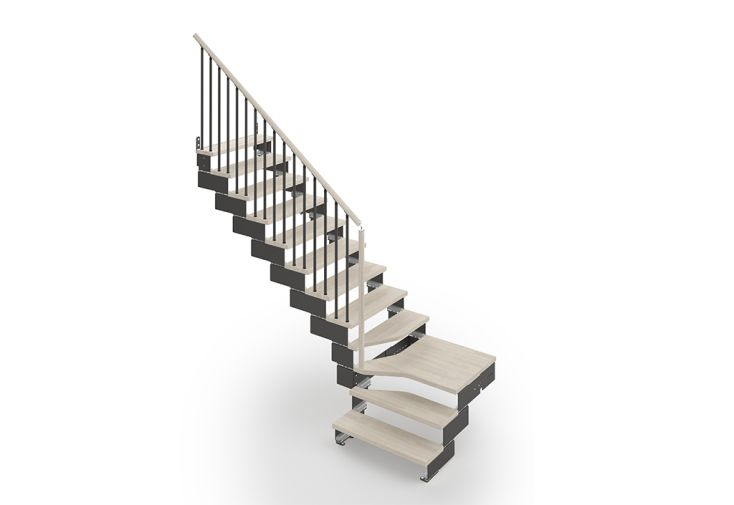Escalier quart tournant en bois et acier Composity  – 11 marches + palier