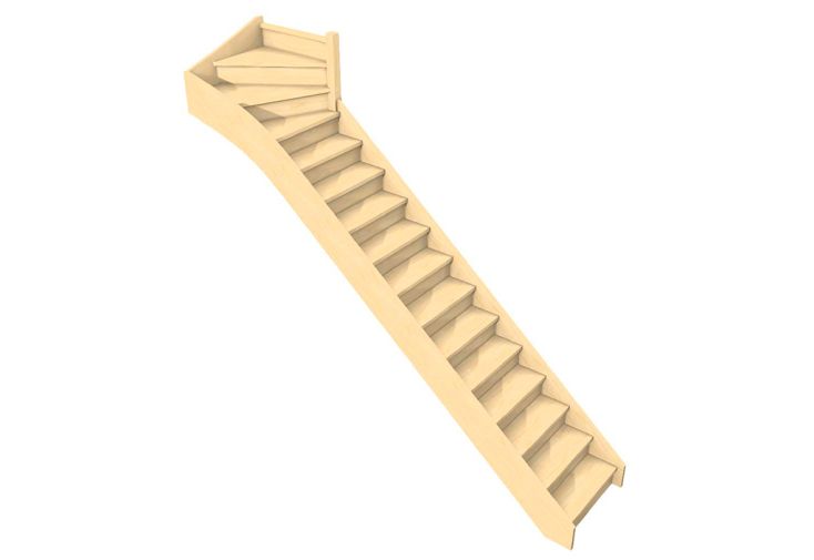 Escalier Quart Tournant Haut Bois 288cm Oléa + Contremarches 