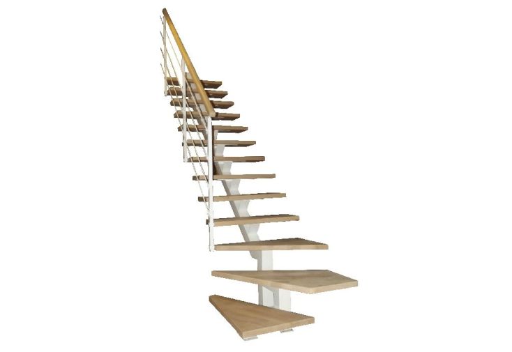 Escalier Quart Tournant Bas Limon Central Métal et Bois 280 cm Montana