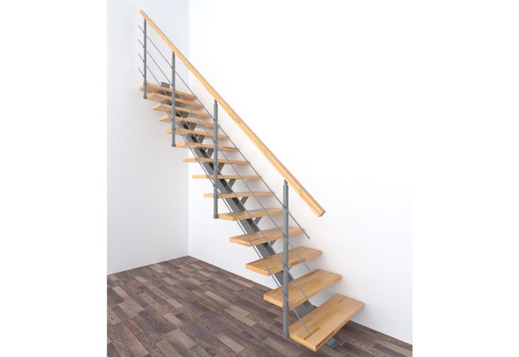 Rampe d'escalier en bois de chêne et métal