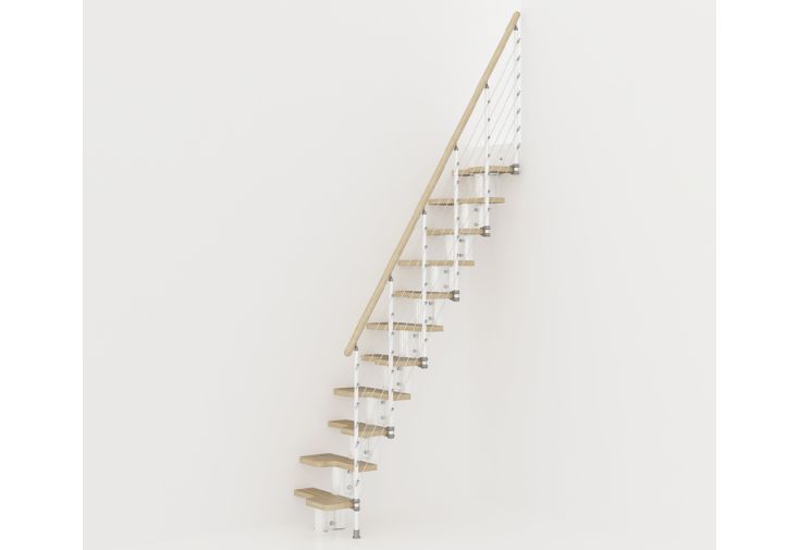 Escalier modulable à pas japonais et limon central en acier et bois clair - KYA