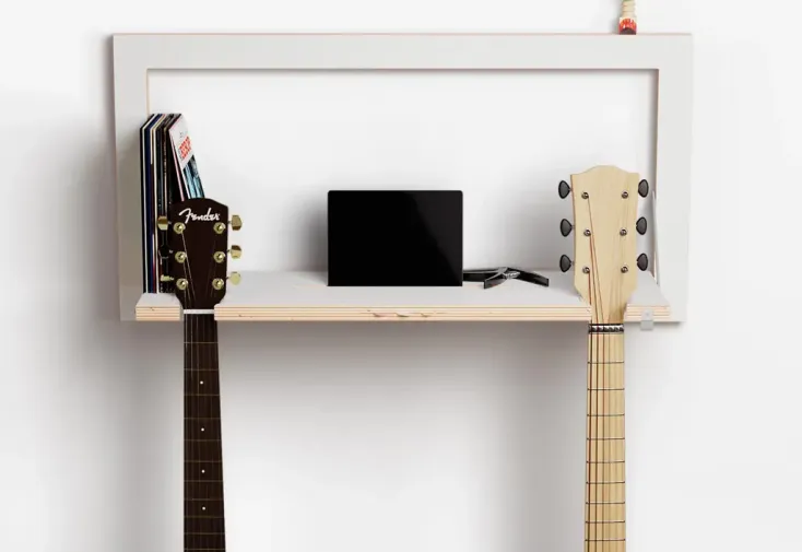 Etagère rabattable suspension 2 guitares - 80 x 40 cm