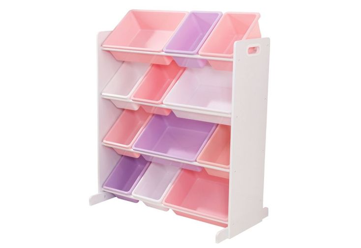 Meuble de Rangement Blanc pour Enfant 12 Casiers Pastel