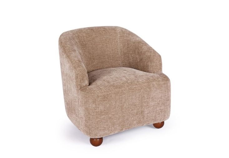 Fauteuil en tissu et bois Dakota – 73 x 75 x 76 cm