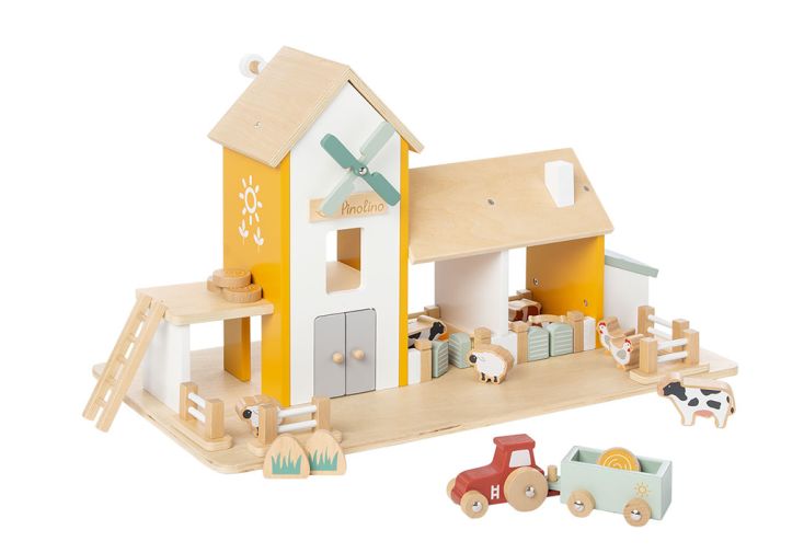 Ferme en bois pour enfants avec accessoires - 55 x 30 x 32 cm - Pinolino