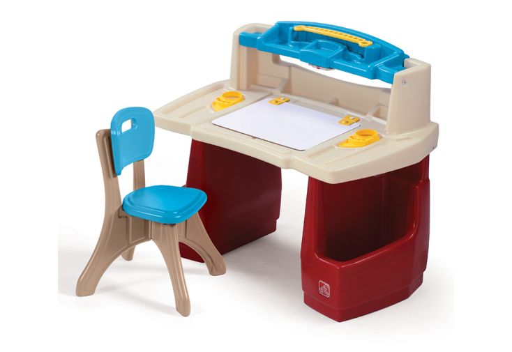 Grand Bureau pour Enfant en Plastique avec Tableau Blanc + Chaise 