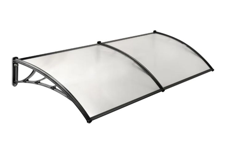 Marquise de porte en polycarbonate Werka Pro noir - 80 x 240 cm