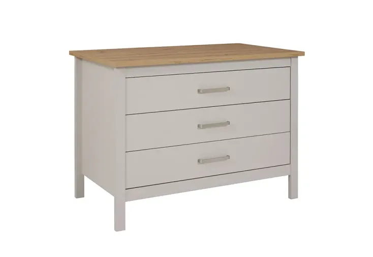 Ilot central cuisine 3 tiroirs 75 x 124 cm - Cachemire et bois
