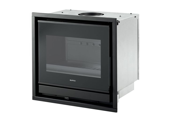 Insert à bois double combustion en acier Néo 55 E – 6 kW 