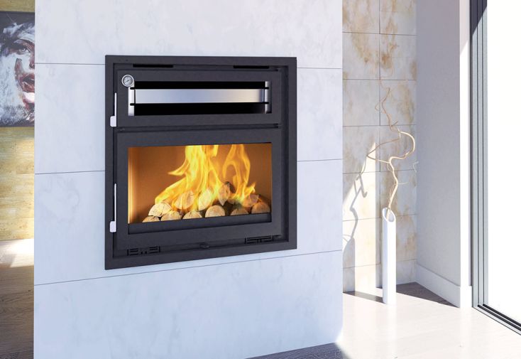 Insert à bois double combustion avec four - 13 kW
