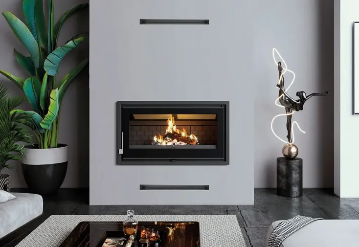 Insert à bois panoramique double combustion 14,5 kW - IZ-100 FKC