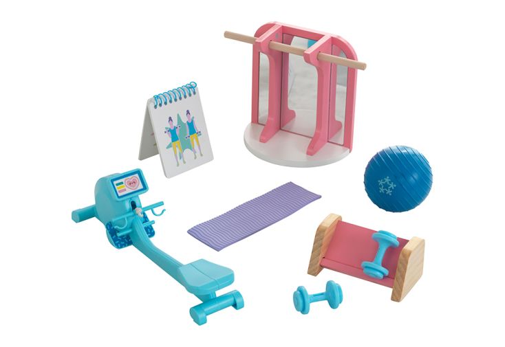 Kit d'accessoires pour maison de poupées 8 pièces salle de sport