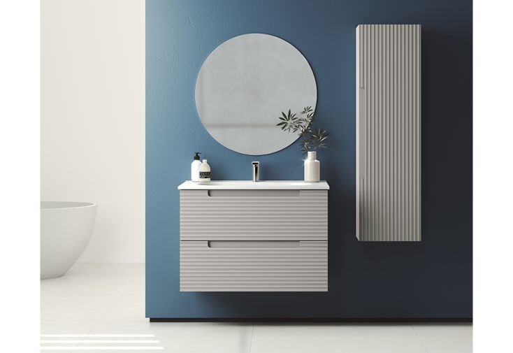 Ensemble de meubles de salle de bain + vasque céramique et miroir LED