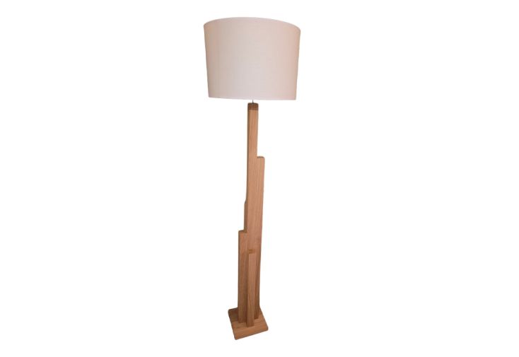 Lampe sur pied de salon en bois de chêne - Lampadaire Tower