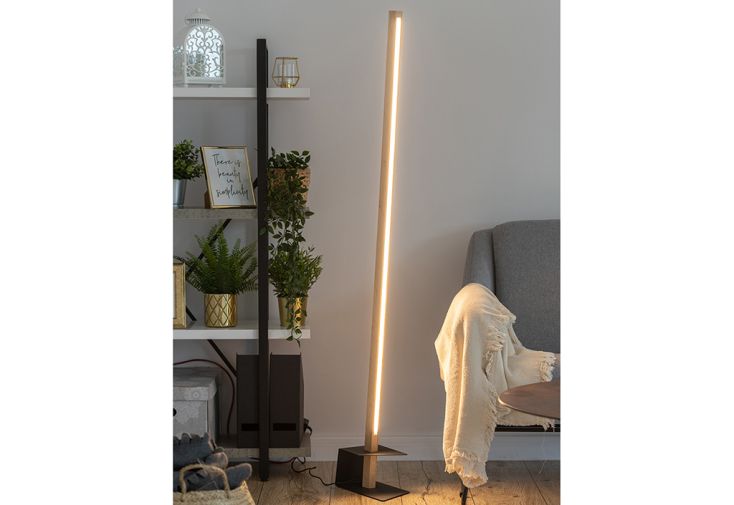 Lampadaire LED en bois de chêne et métal – Rapid
