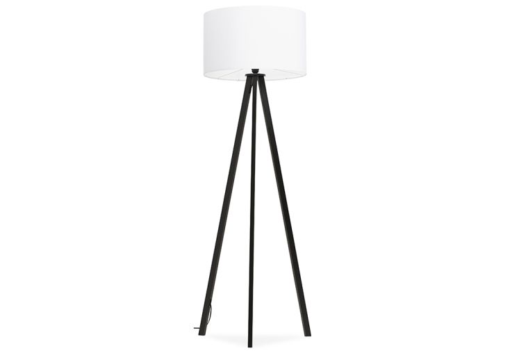 Lampadaire en Métal et Polyester Trivet Blanc et Noir