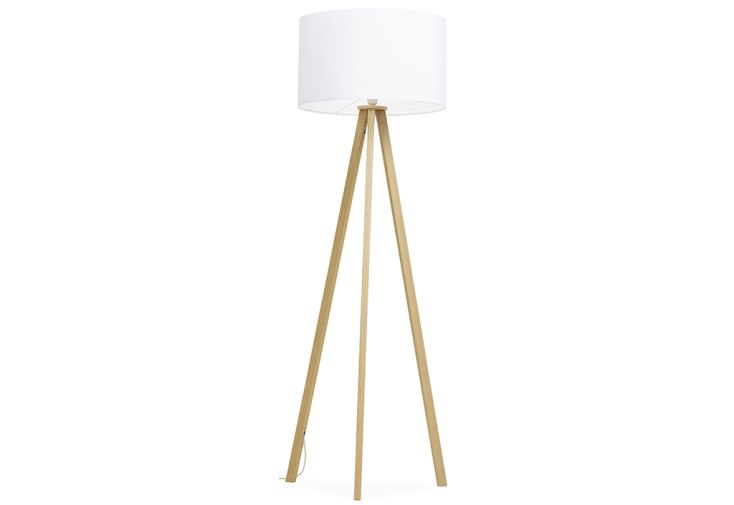 Lampadaire en Métal et Polyester Trivet Naturel et Blanc