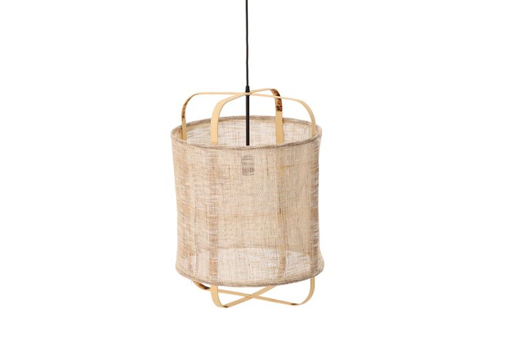 Suspension luminaire en bambou et lin - ø 46 x 64 cm ou ø 70 x 80 cm