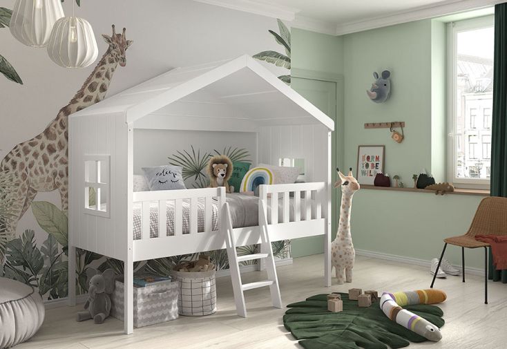 Lit cabane en bois pour enfants avec échelle - Housebeds