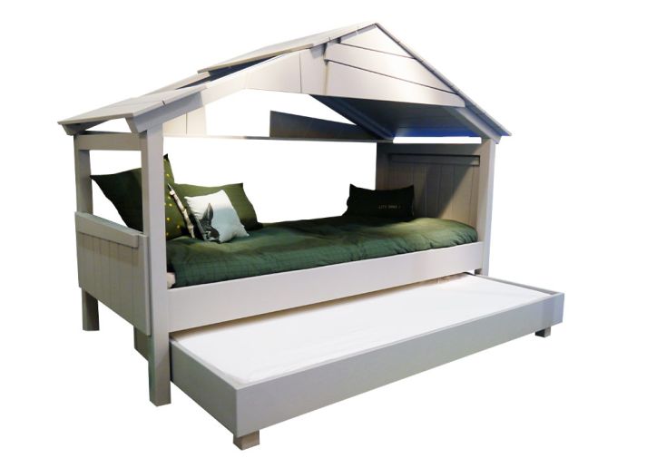 Lit cabane enfant en bois laqué avec lit gigogne – Star