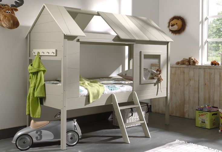 Lit cabane pour enfant en pin massif Charlotte 90 x 200 cm