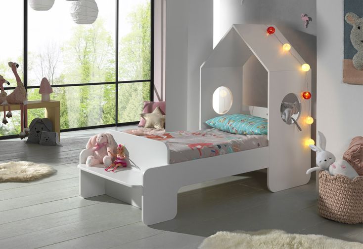 Lit Cabane pour Enfant en Bois MDF Casami Blanc 70 x 140 cm 