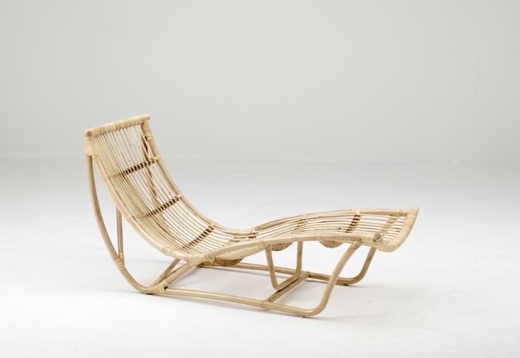 Chaise longue d'intérieur en rotin naturel Michel Ange