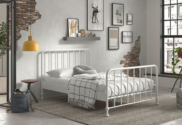 Lit double en métal + sommier Bronxx – 140 x 200 cm