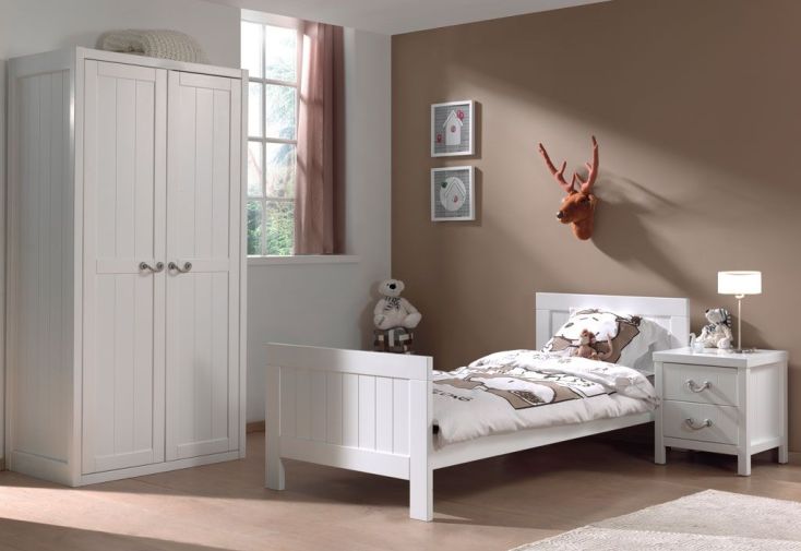 Chambre pour Enfant Complète avec Lit, Armoire 2 Portes, Chevet